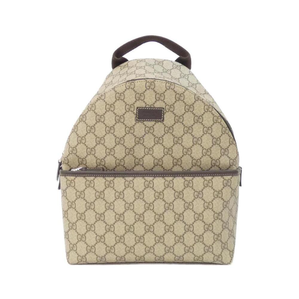 Gucci GG Supreme Backpack beige ebony monogram canvas brown leather